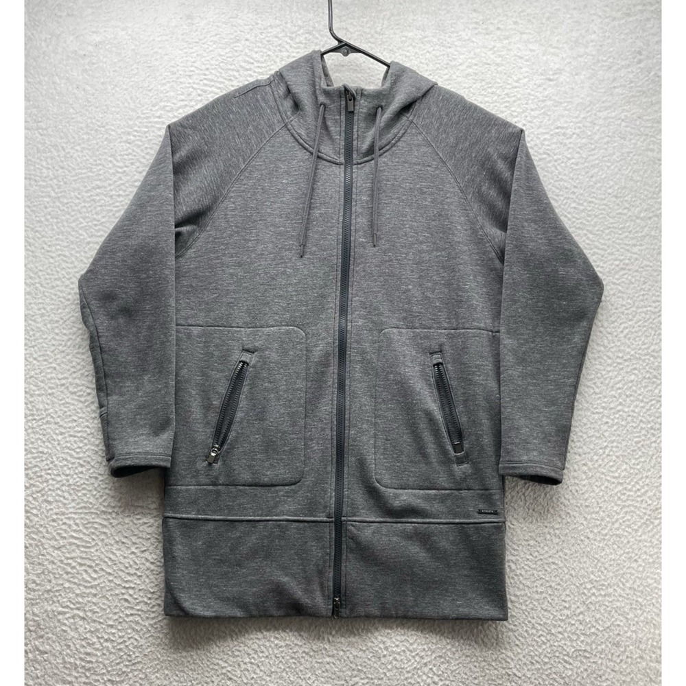 Athleta Stronger Longer Hoodie Womens Small S Sweatshirt Gray Warm Soft Fleece